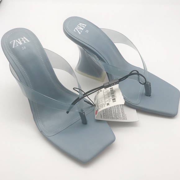 Zara Baby Blue Square Toe Thong Sandals - Picture 10 of 15